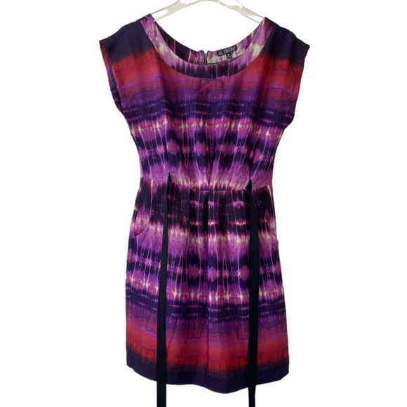 BeBop Dress Purple Red Black Abstract Size Medium - Picture 1 of 5